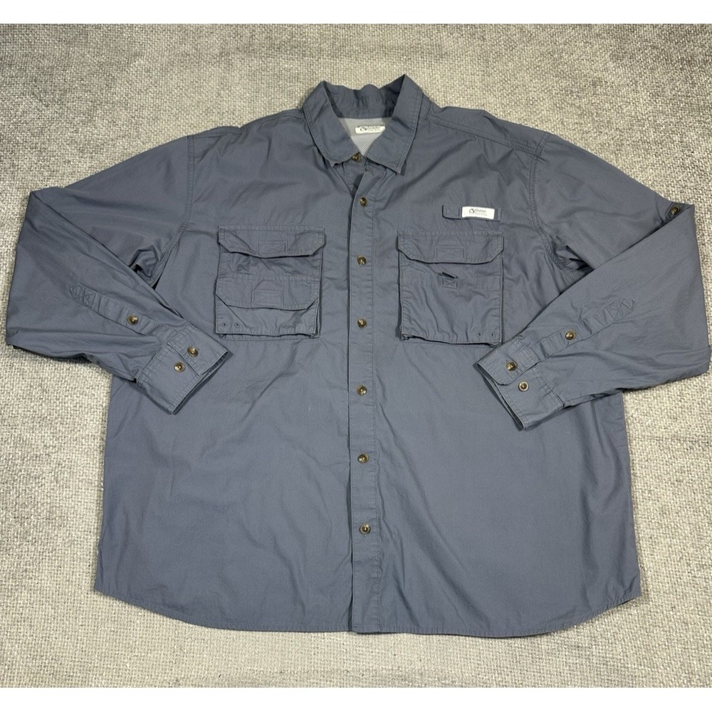 Gander Mountain Shirt Mens 2XL Gray Guide Series Long Sleeve Fishing Vented Read